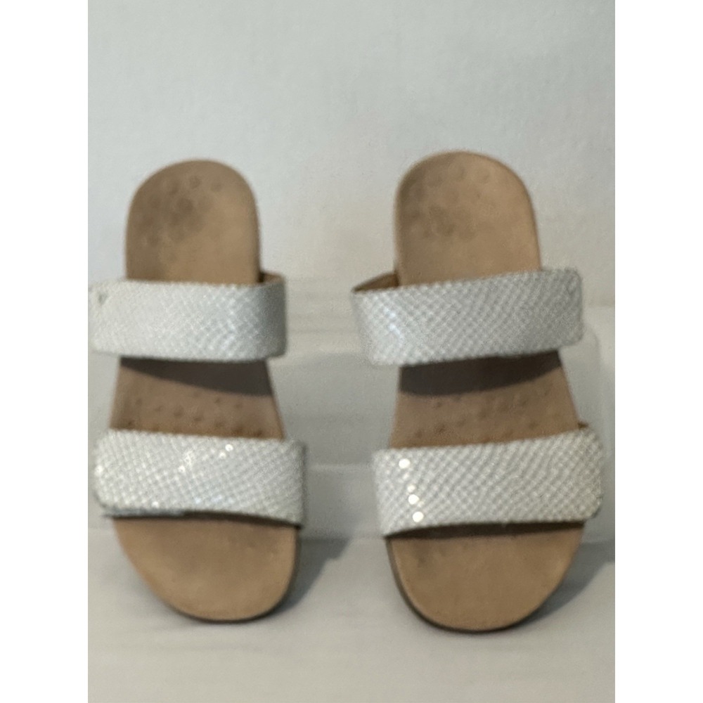 Vionic Randi White Faux Lizard Comfort Sandals Double Strap Adjustable Size 8